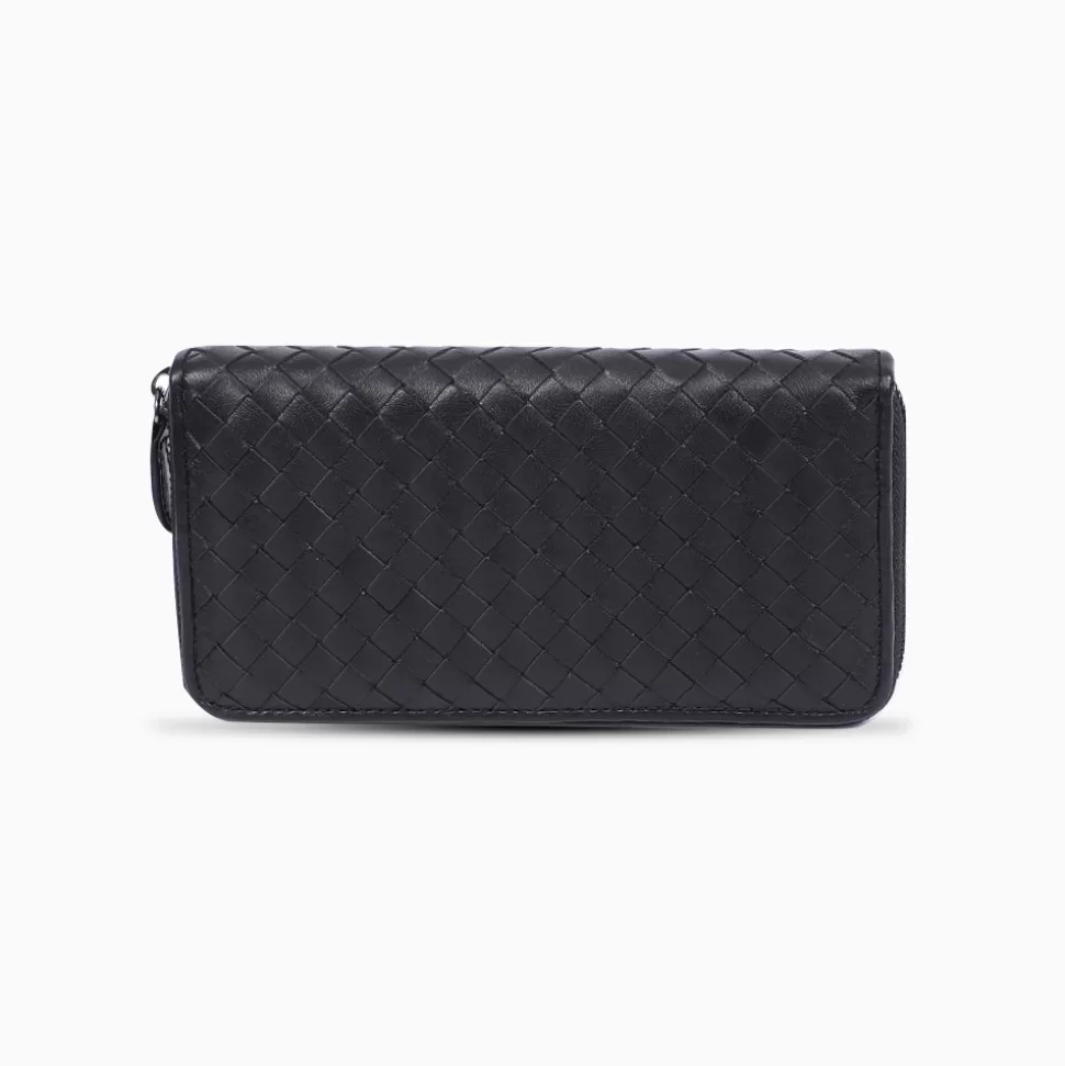 Women Folli Follie Wallets^Mini Discoveries Weaved Black Leather Wallet