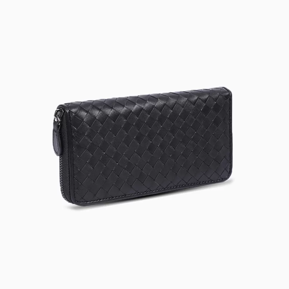 Women Folli Follie Wallets^Mini Discoveries Weaved Black Leather Wallet