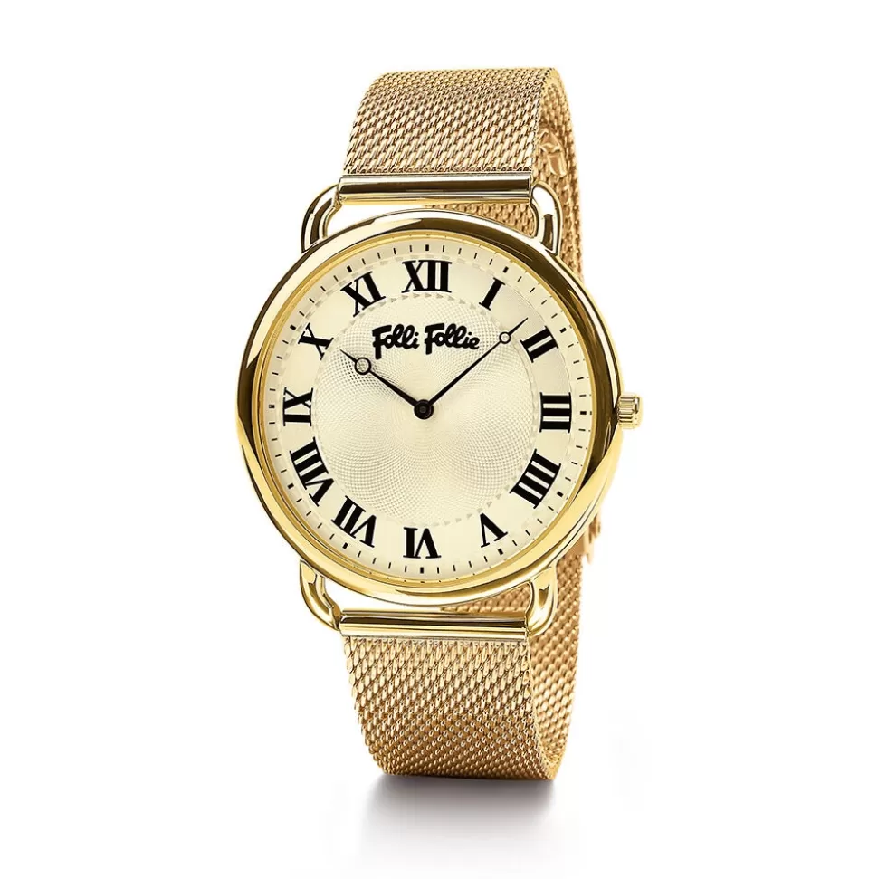 Women Folli Follie Bracelet^Perfect Match Yellow Gold Mesh Bracelet Big Watch