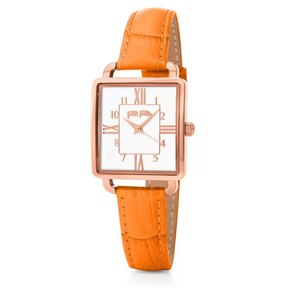 Women Folli Follie Leather Strap^Retro Time Small Case Leather Watch