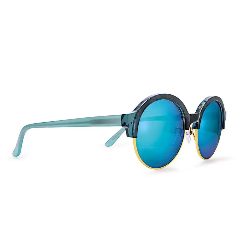 Women Folli Follie Sunglasses^Round Blue Sunglasses With Mirror Lenses