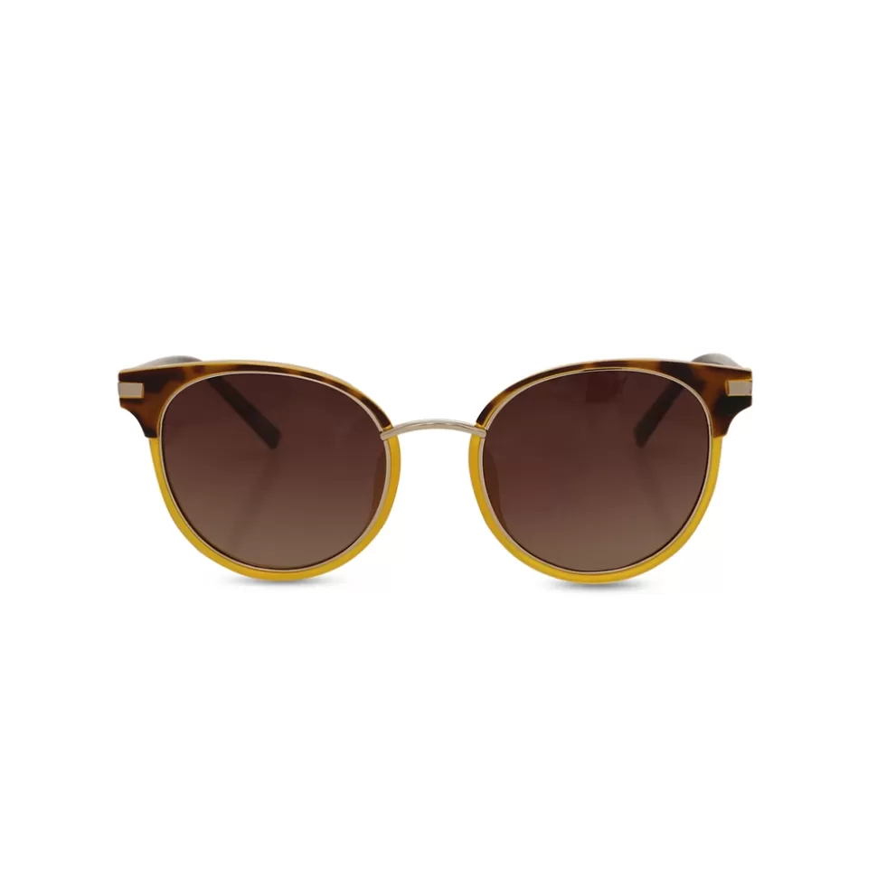 Women Folli Follie Sunglasses^Round Brown And Yellow Sunglasses