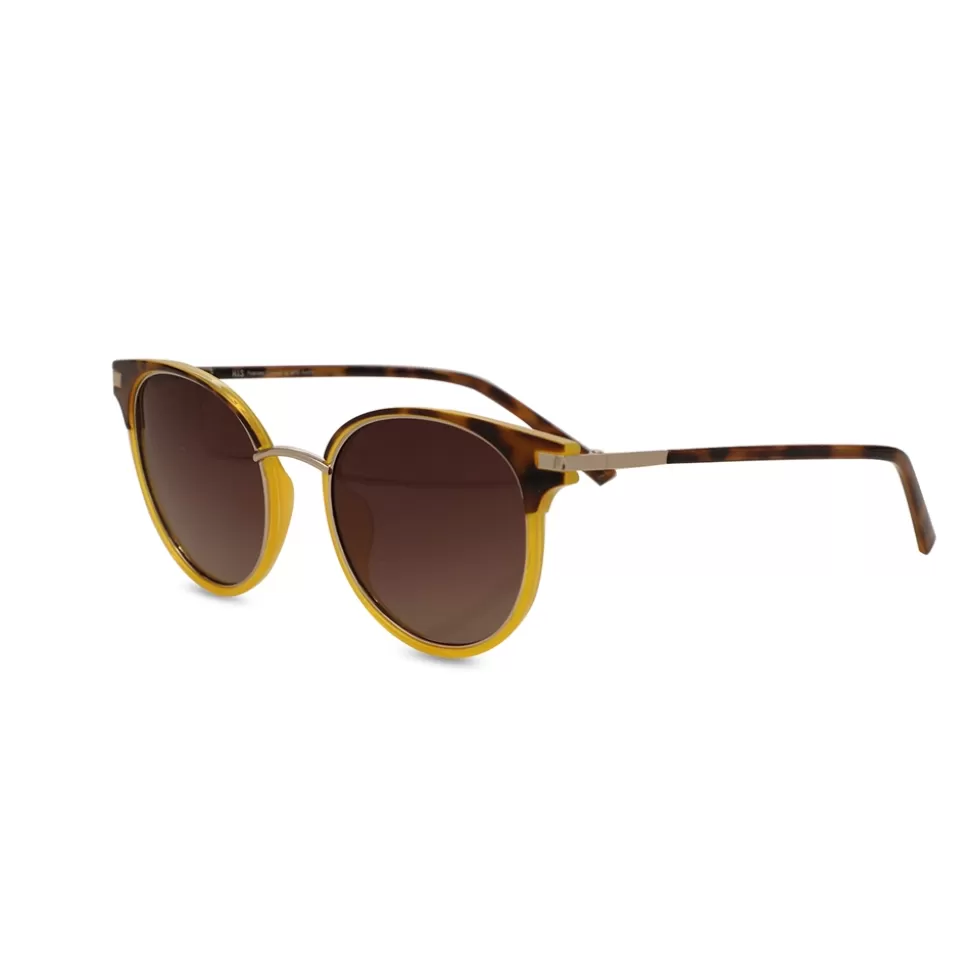 Women Folli Follie Sunglasses^Round Brown And Yellow Sunglasses