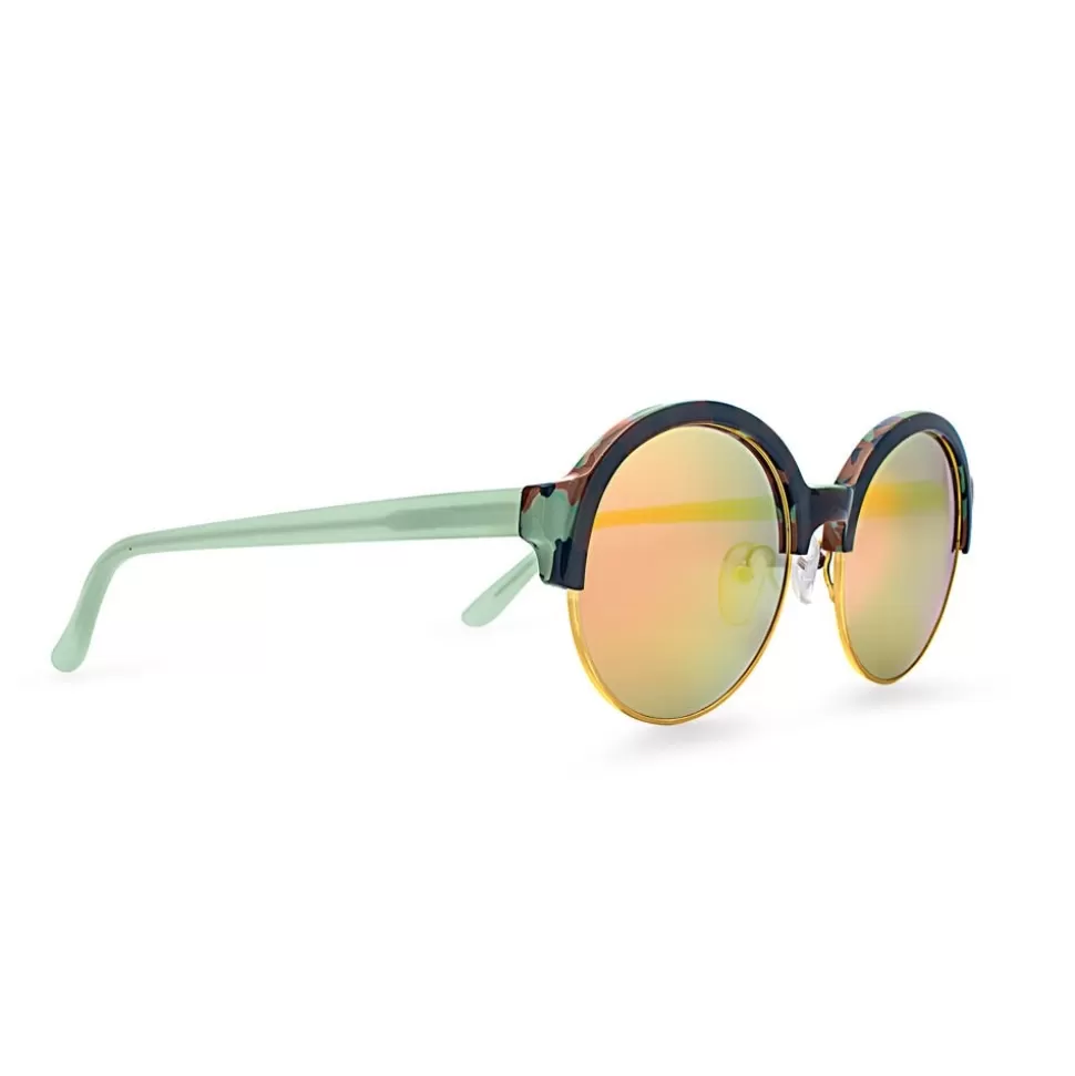 Women Folli Follie Sunglasses^Round Green Sunglasses With Mirror Lenses