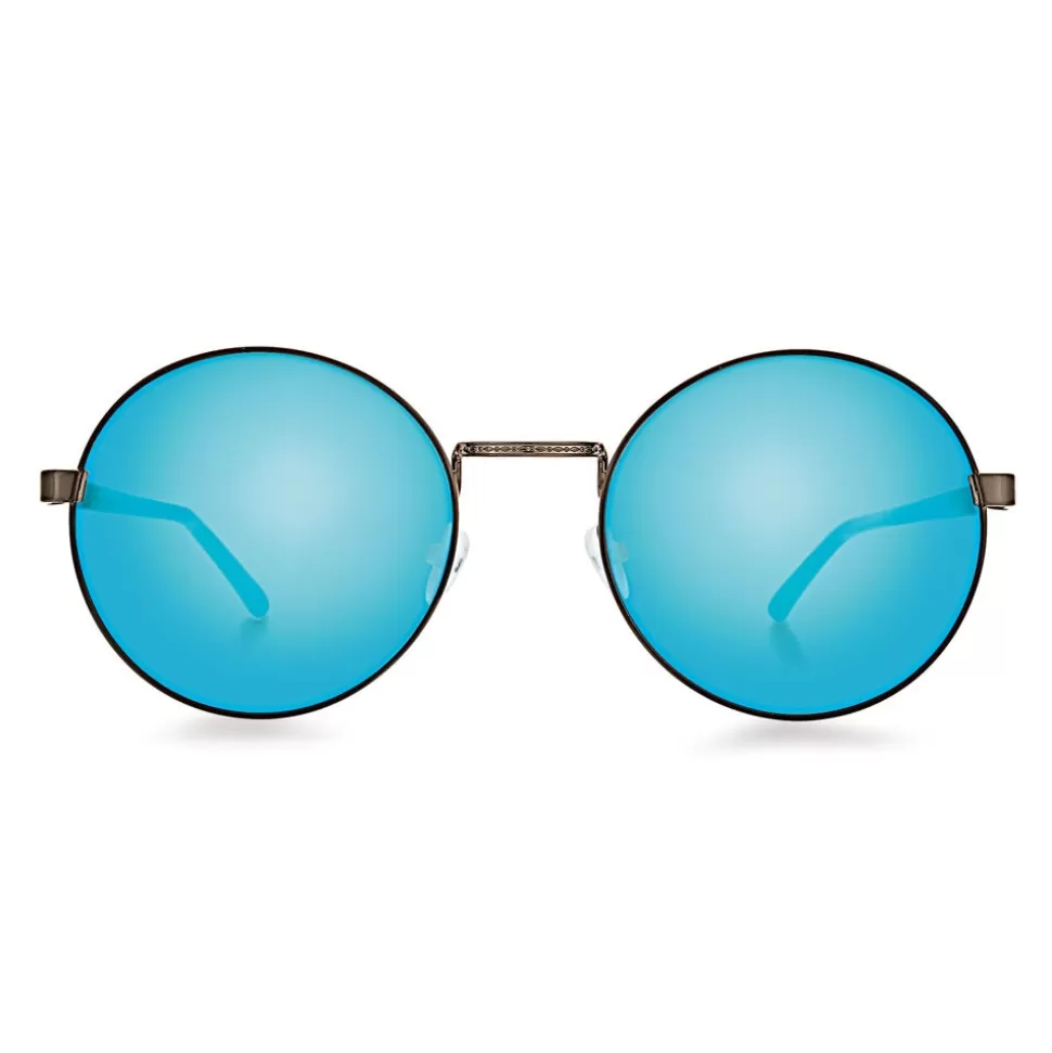 Women Folli Follie Sunglasses^Round Metal Sunglasses With Blue Lenses