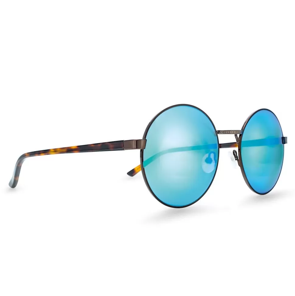 Women Folli Follie Sunglasses^Round Metal Sunglasses With Blue Lenses