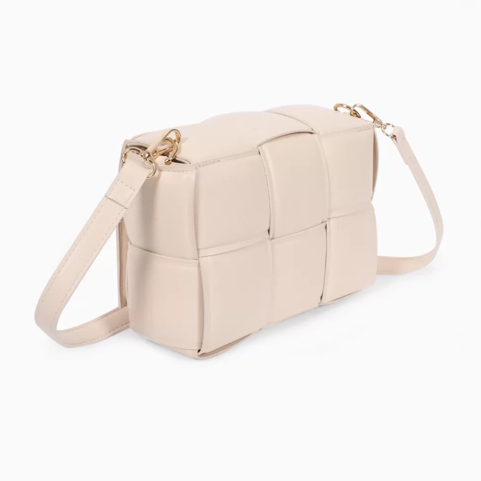 Women Folli Follie Shoulder^Square It Beige Braided Shoulder Bag