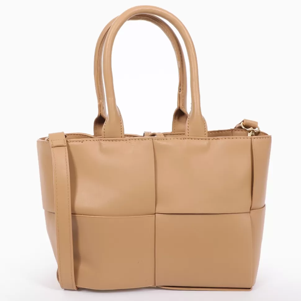 Women Folli Follie Shoulder^Square It Beige Braided Tote Bag