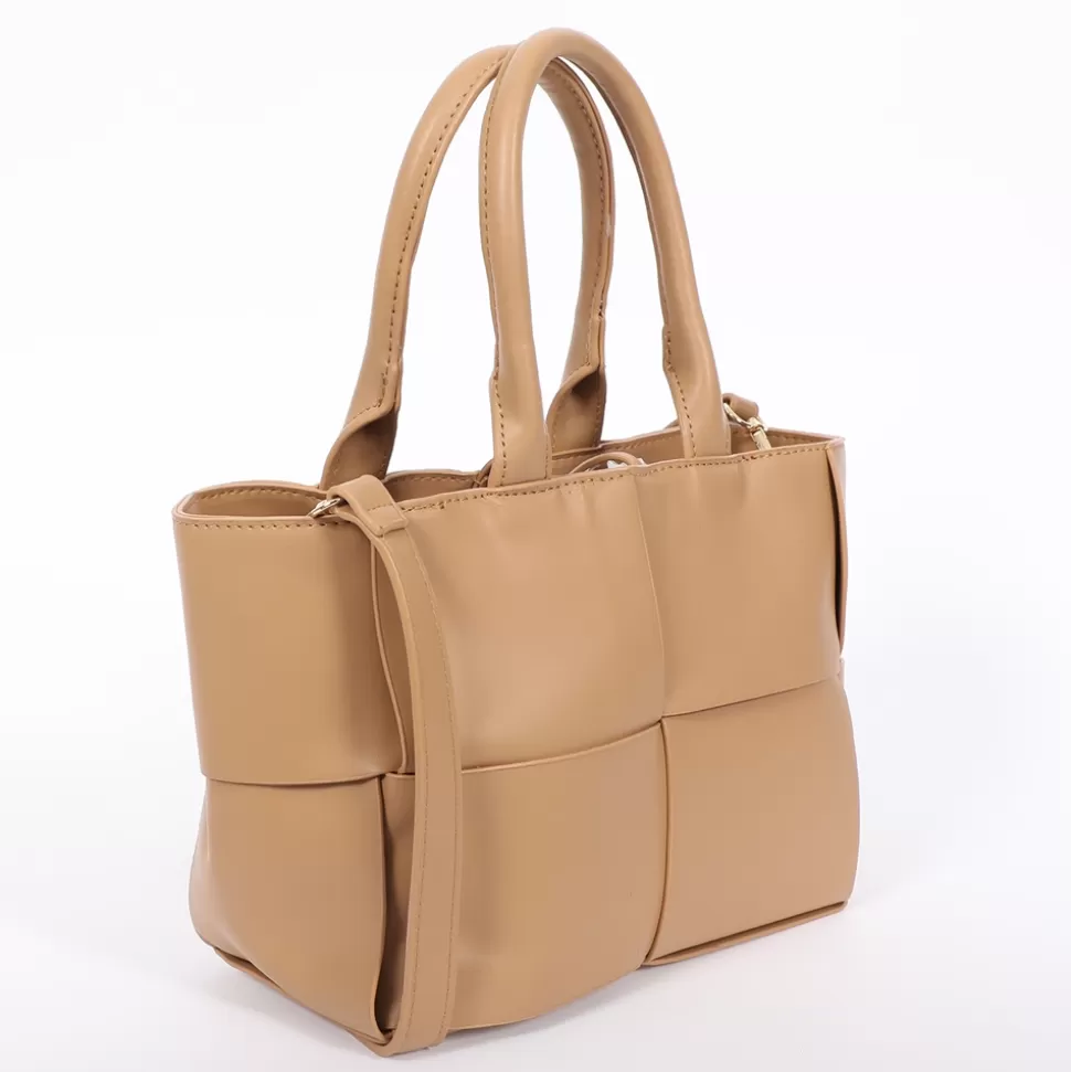 Women Folli Follie Shoulder^Square It Beige Braided Tote Bag