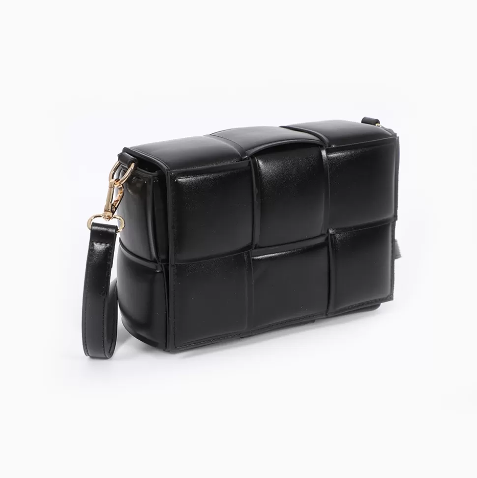 Women Folli Follie Shoulder^Square It Black Braided Shoulder Bag