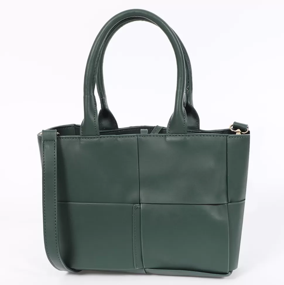 Women Folli Follie Tote^Square It Green Braided Tote Bag