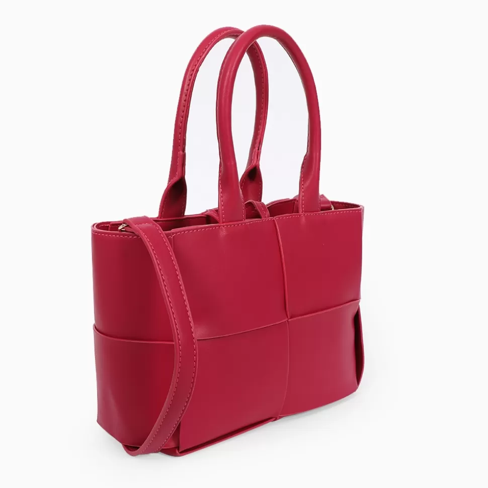 Women Folli Follie Handbags^Square It Red Braided Tote Bag