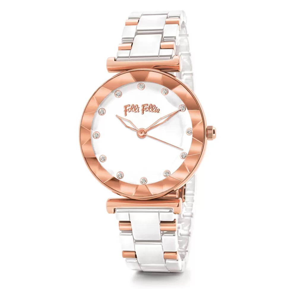 Women Folli Follie Ceramic^Star Flower Small Case Ceramic Bracelet Watch