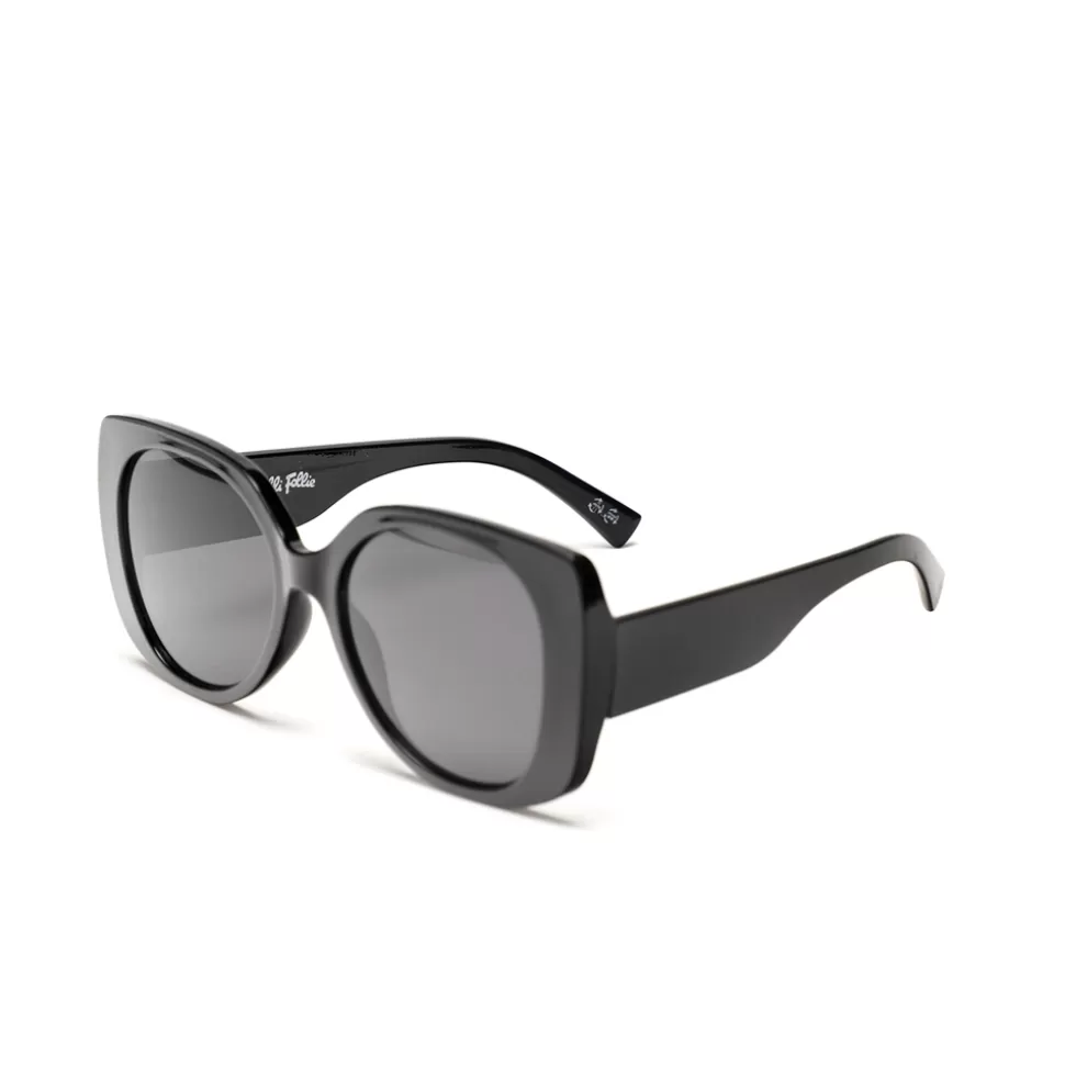 Women Folli Follie Sunglasses^Sunglasses Large Rounded Cat-Eye In Black Color