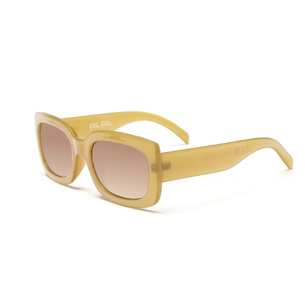 Women Folli Follie Sunglasses^Sunglasses Medium Rectangular Mask In Yellow Color