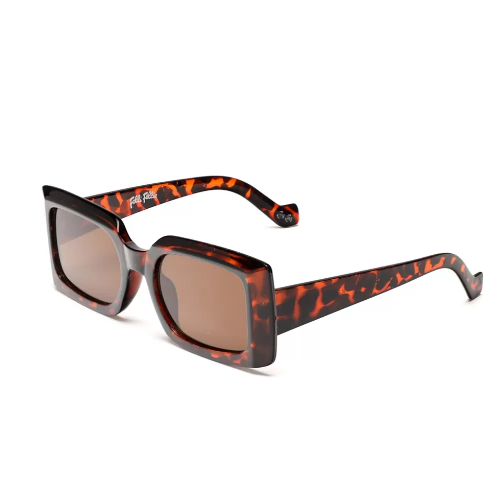 Women Folli Follie Sunglasses^Sunglasses Rectangular Mask In Brown Turtle Color