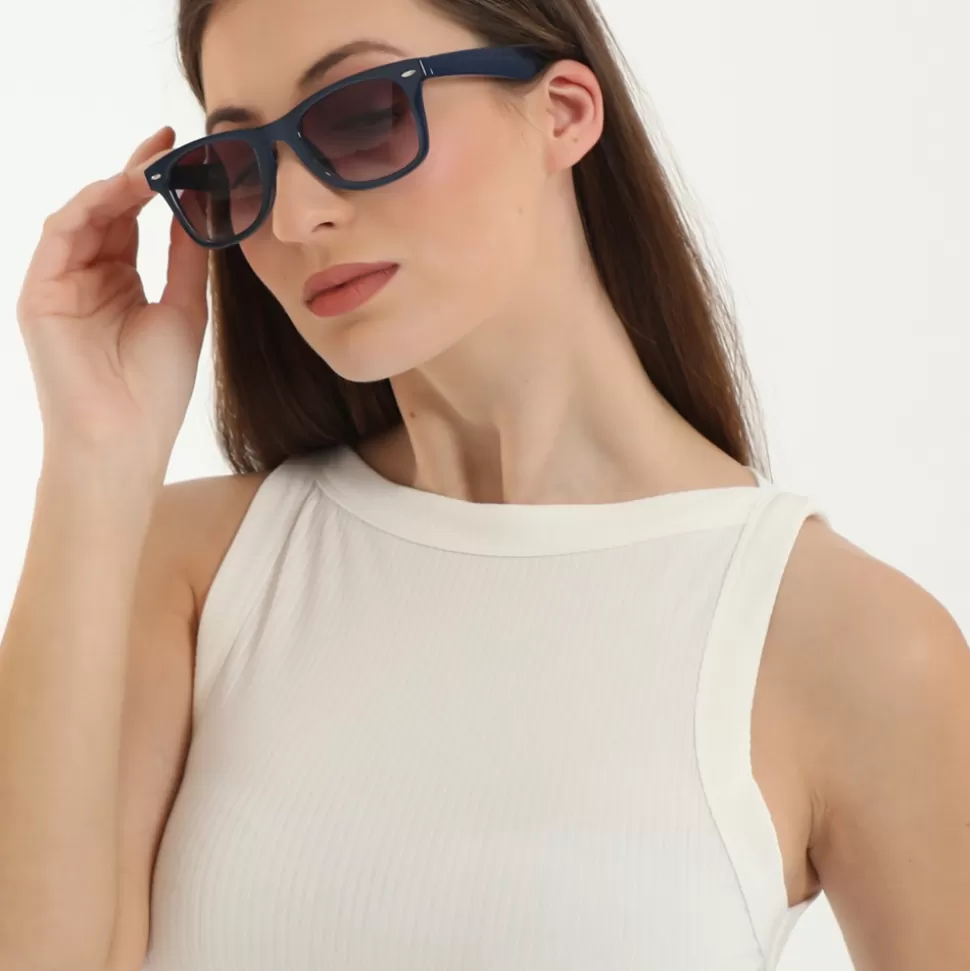 Women Folli Follie Sunglasses^Sunglasses Squared Mask With Metallic Details In Blue Color