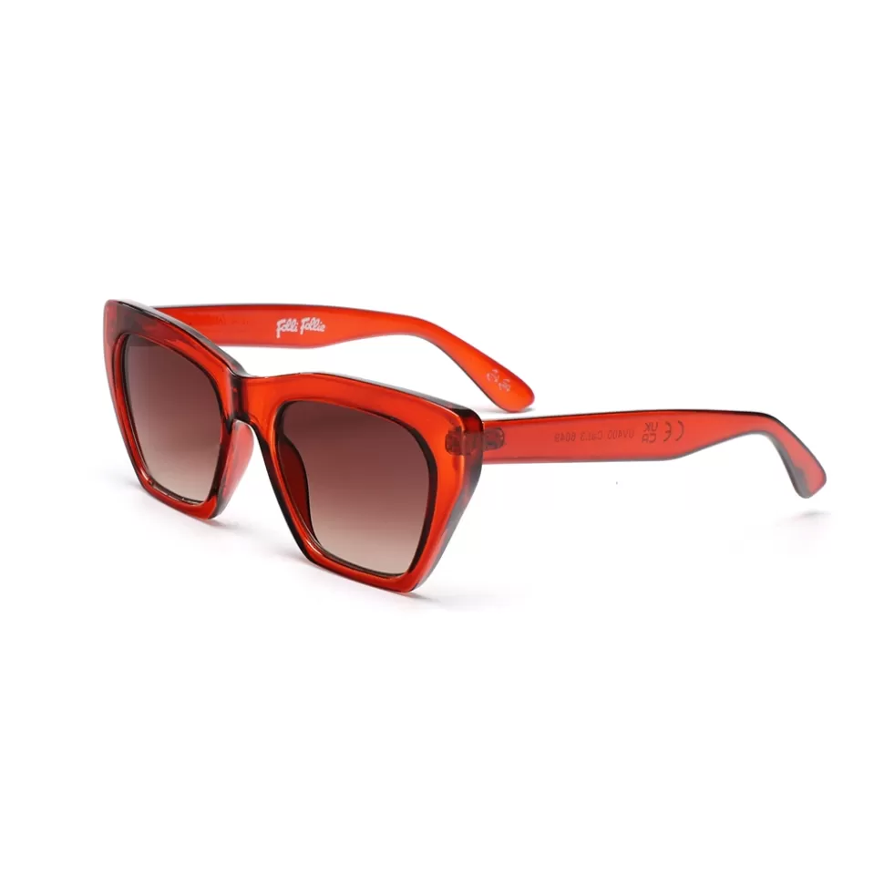 Women Folli Follie Sunglasses^Sunglasses Thick Rectangular Butterfly In Red Color