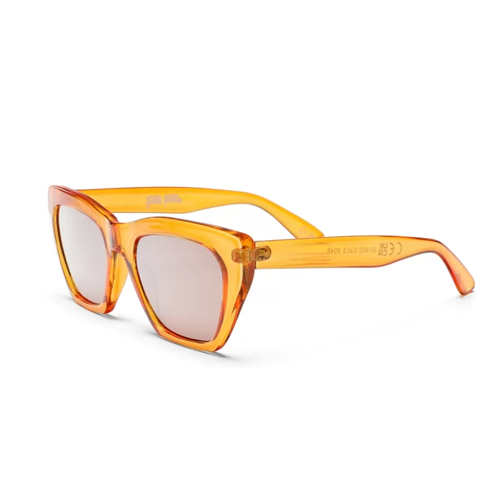 Women Folli Follie Sunglasses^Sunglasses Thick Rectangular Butterfly In Transparent Orange Color