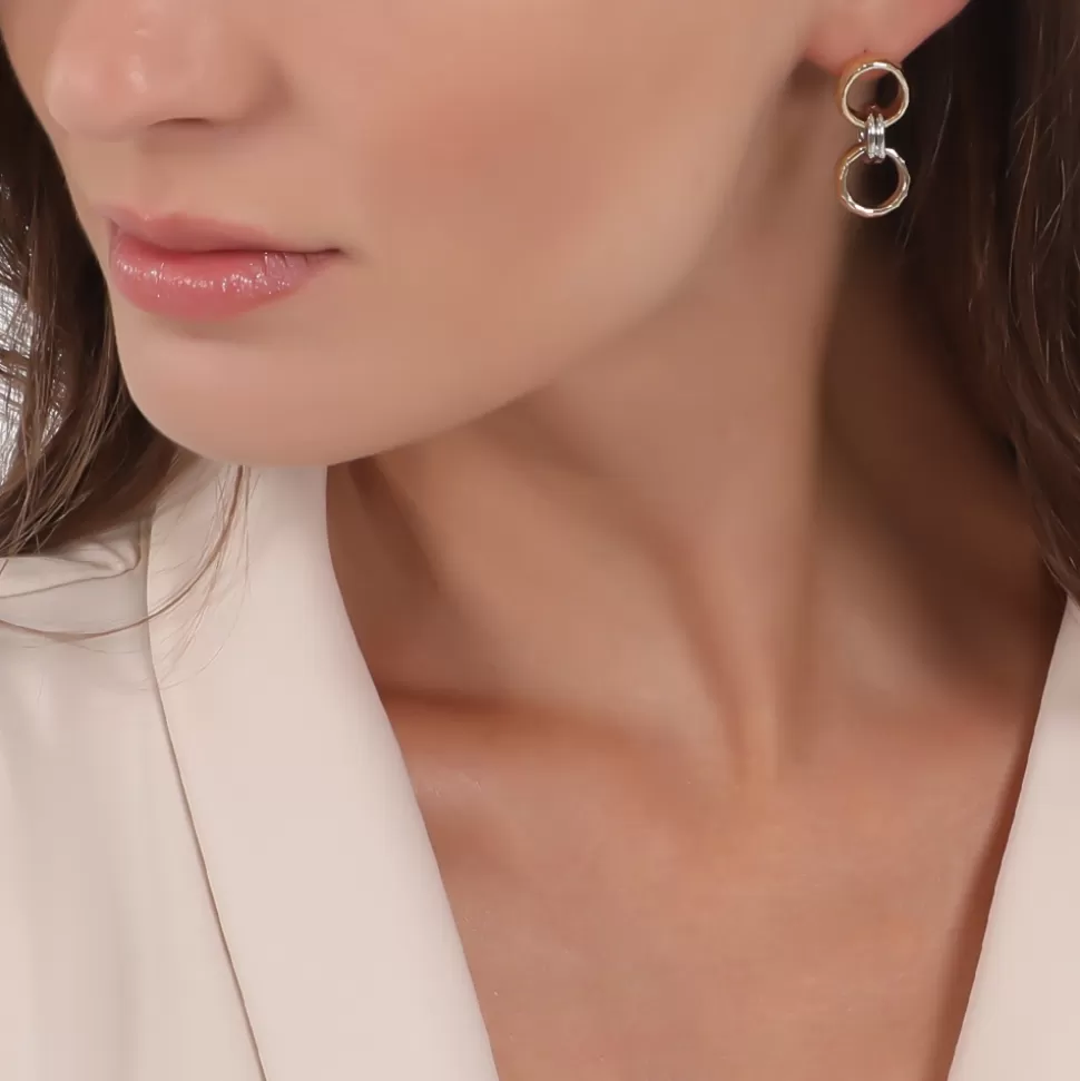 Women Folli Follie Earrings^The Chain Addiction Bi-Color Earrings With Interlinking Hoops