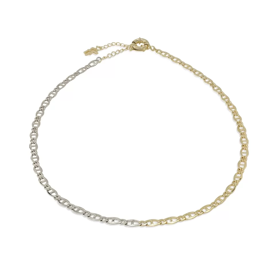 Women Folli Follie Necklaces^The Chain Addiction Bi-Color Short Flat Chain Necklace