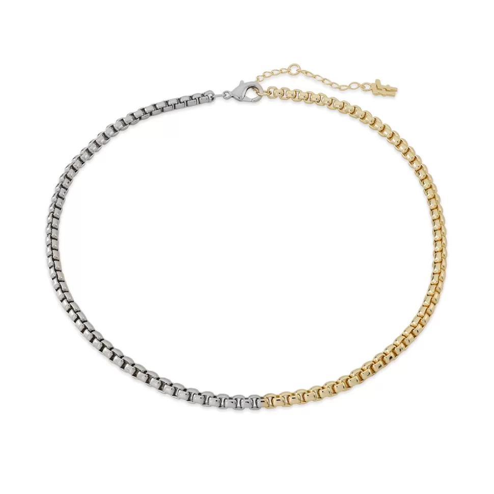 Women Folli Follie Necklaces^The Chain Addiction Bi-Color Short Thin Chain Necklace