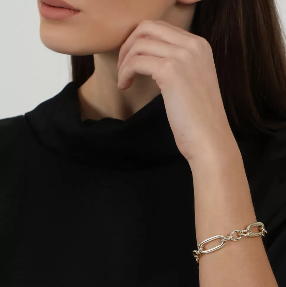 Women Folli Follie Bracelets^The Chain Addiction Gold Plated Bracelet With Oval And Round Links