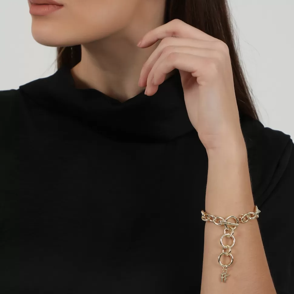 Women Folli Follie Bracelets^The Chain Addiction Gold Plated Bracelet With Oval And Round Links