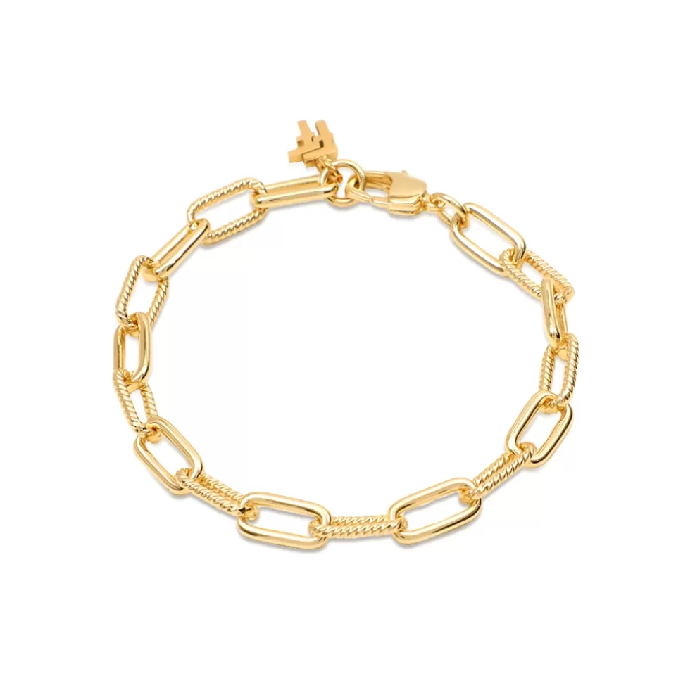Women Folli Follie Bracelets^The Chain Addiction Gold Plated Chain Bracelet With Rectangular Links