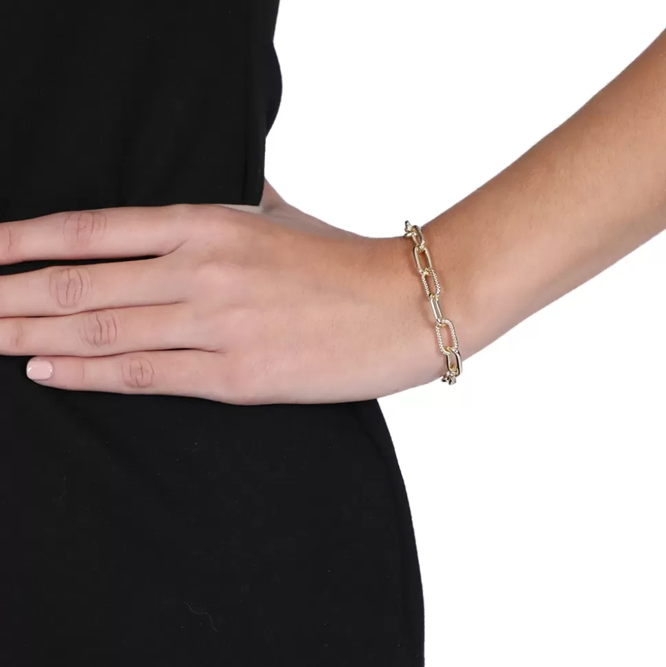Women Folli Follie Bracelets^The Chain Addiction Gold Plated Chain Bracelet With Rectangular Links