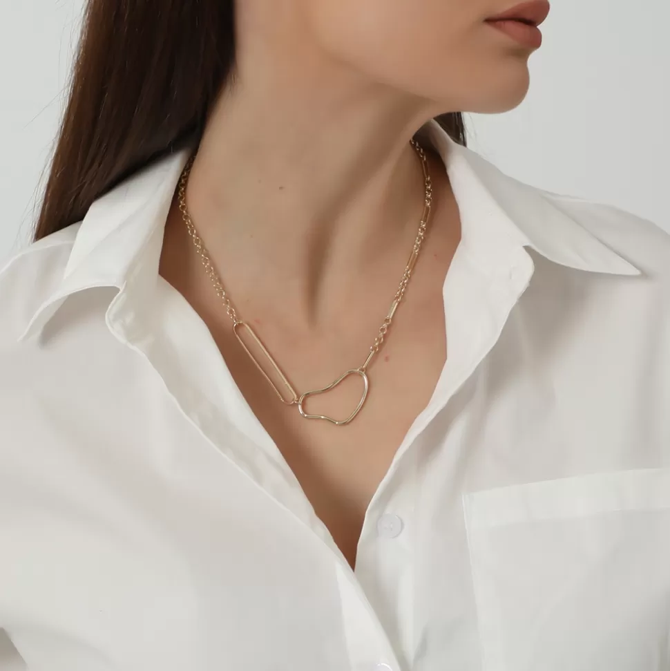 Women Folli Follie Necklaces^The Chain Addiction Gold Plated Chain Necklace With Irregular Links