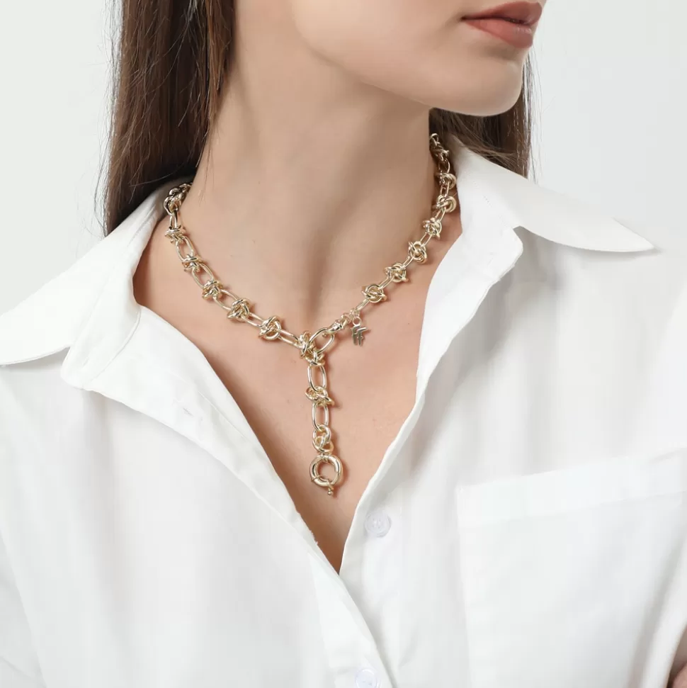 Women Folli Follie Necklaces^The Chain Addiction Gold Plated Chain Necklace With Knots