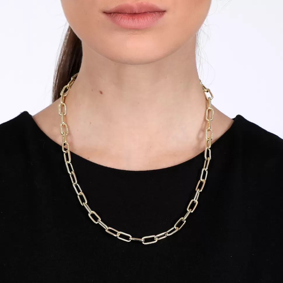 Women Folli Follie Necklaces^The Chain Addiction Gold Plated Chain Necklace With Rectangular Links