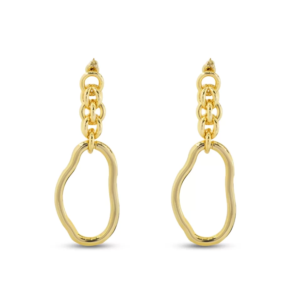 Women Folli Follie Earrings^The Chain Addiction Gold Plated Dangle Earrings With Irregular Link