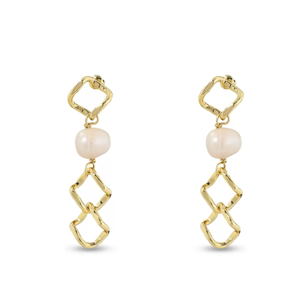 Women Folli Follie Earrings^The Chain Addiction Gold Plated Dangle Earrings With Pearls