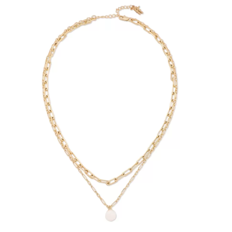 Women Folli Follie Necklaces^The Chain Addiction Gold Plated Double Chain Necklace With Pearl
