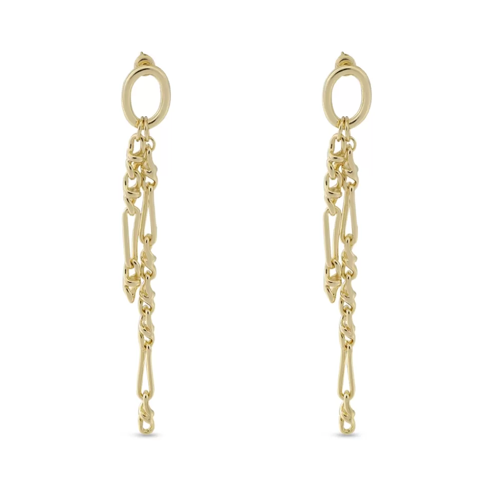 Women Folli Follie Earrings^The Chain Addiction Gold Plated Earrings With Double Asymmetric Chain