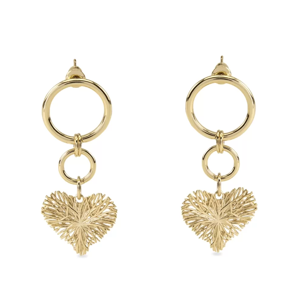 Women Folli Follie Earrings^The Chain Addiction Gold Plated Earrings With Heart Motif