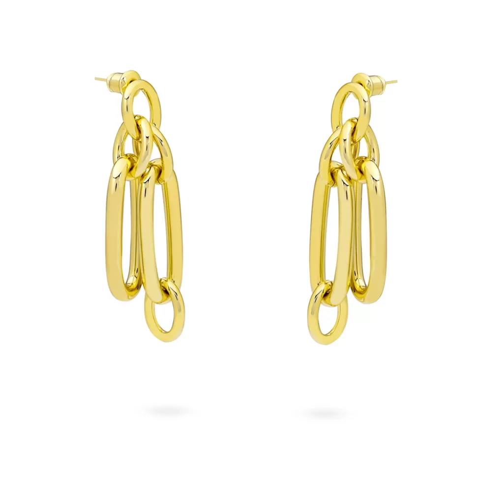 Women Folli Follie Earrings^The Chain Addiction Gold Plated Earrings With Oval Links