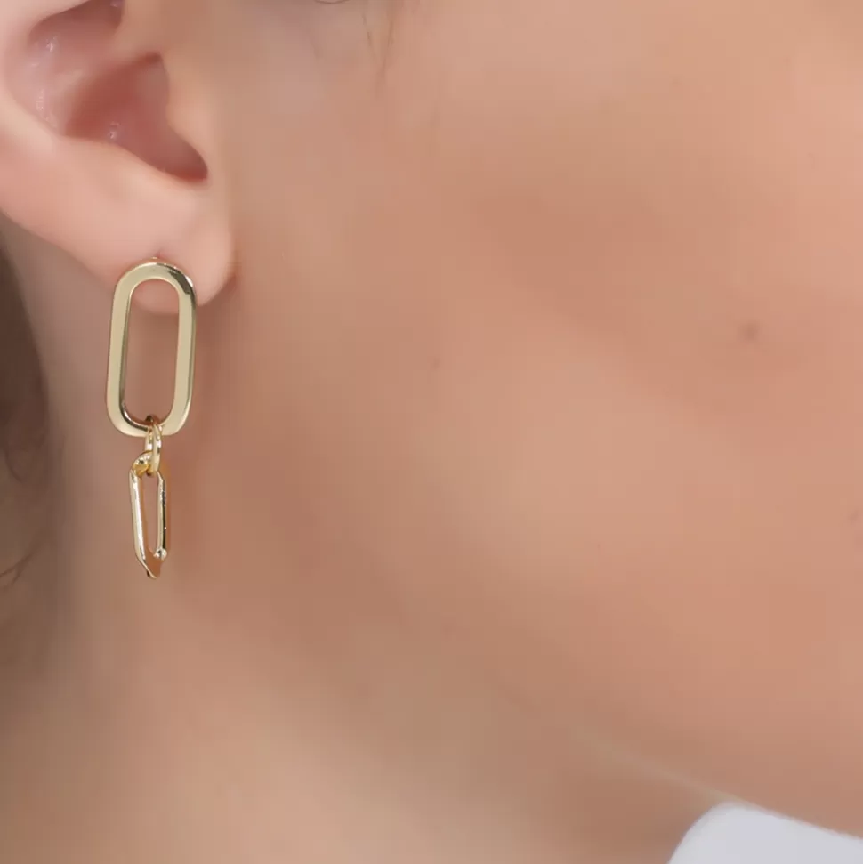 Women Folli Follie Earrings^The Chain Addiction Gold Plated Long Earrings With Rectangular Links