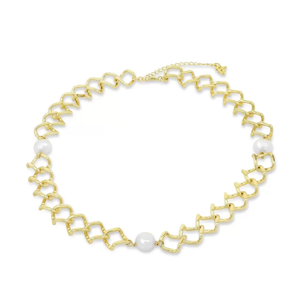 Women Folli Follie Necklaces^The Chain Addiction Gold Plated Necklace With Pearls