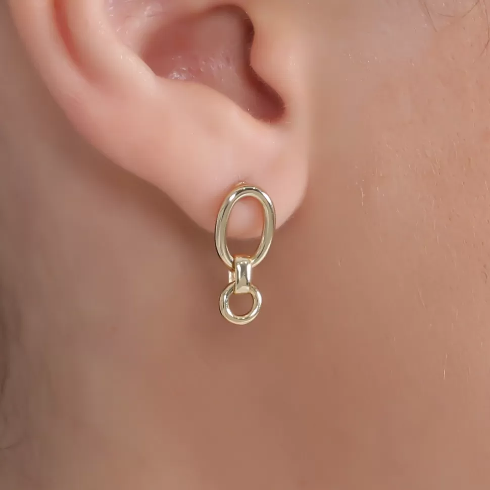 Women Folli Follie Earrings^The Chain Addiction Gold Plated Small Earrings With Round Links