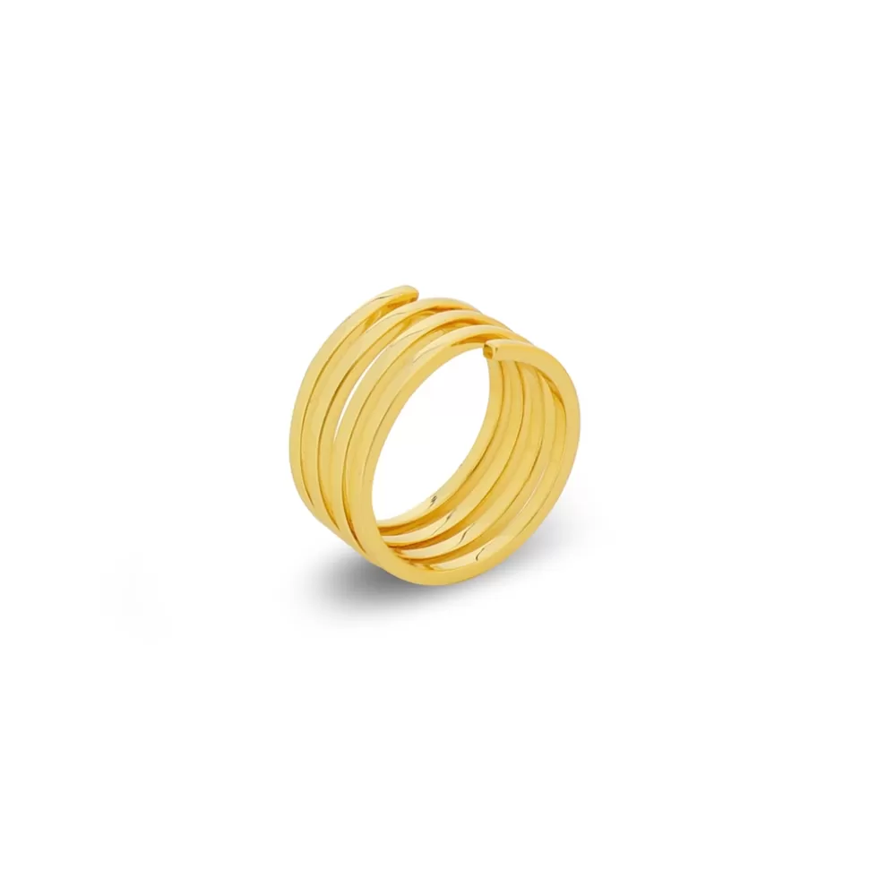 Women Folli Follie Rings^The Chain Addiction Gold Plated Spiral Ring