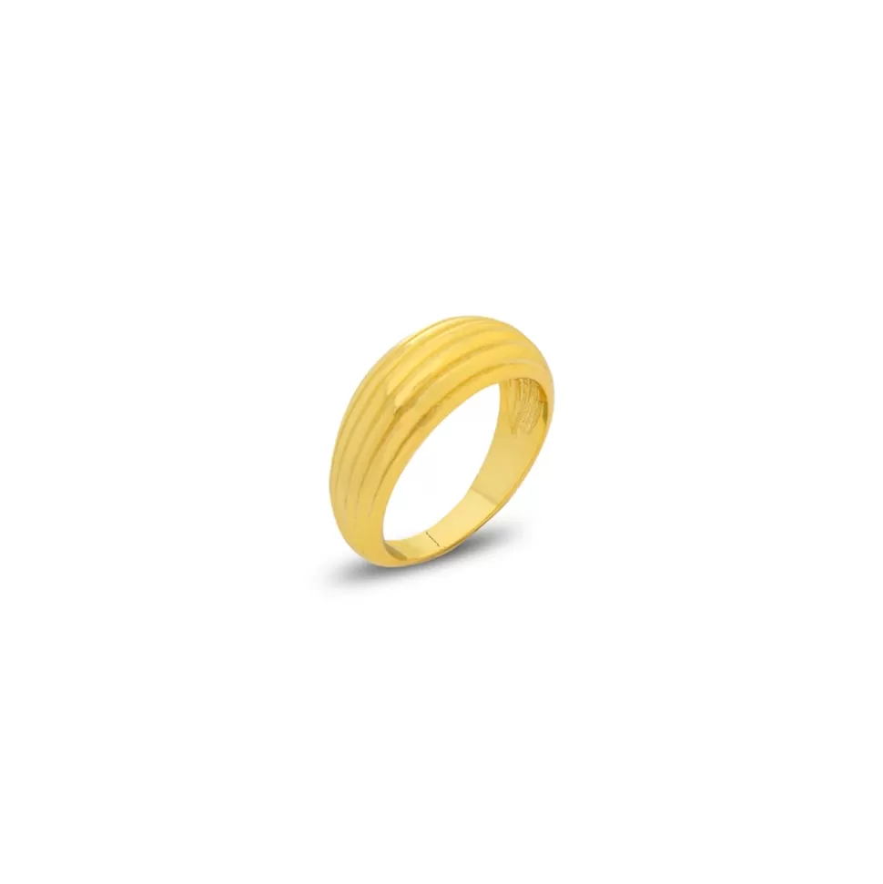 Women Folli Follie Rings^The Chain Addiction Gold Plated Striped Ring