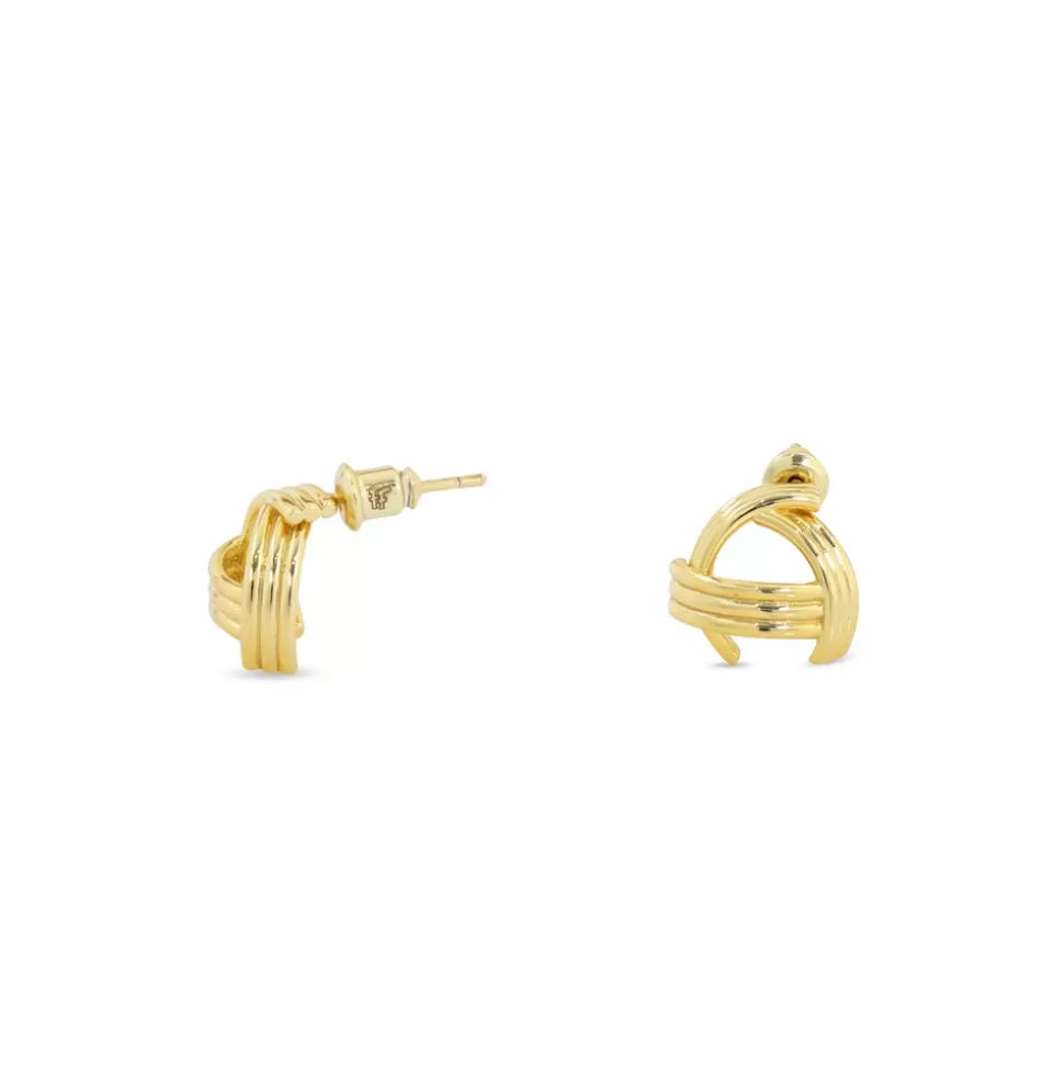 Women Folli Follie Earrings^The Chain Addiction Gold Plated Striped Studs