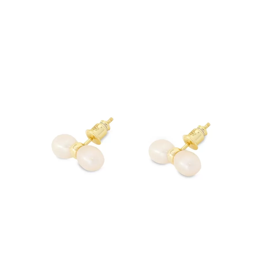 Women Folli Follie Earrings^The Chain Addiction Gold Plated Studs With Pearls