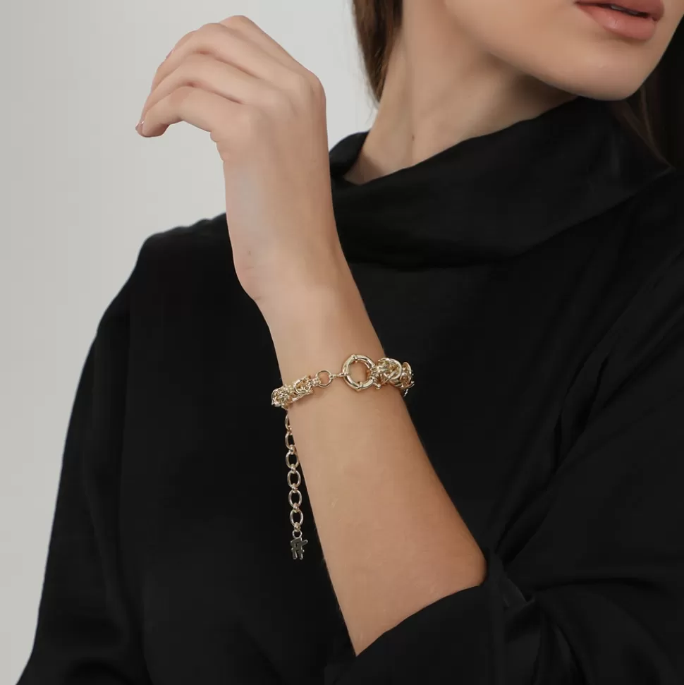 Women Folli Follie Bracelets^The Chain Addiction Gold Plated Thick Bracelet With Double Clasp