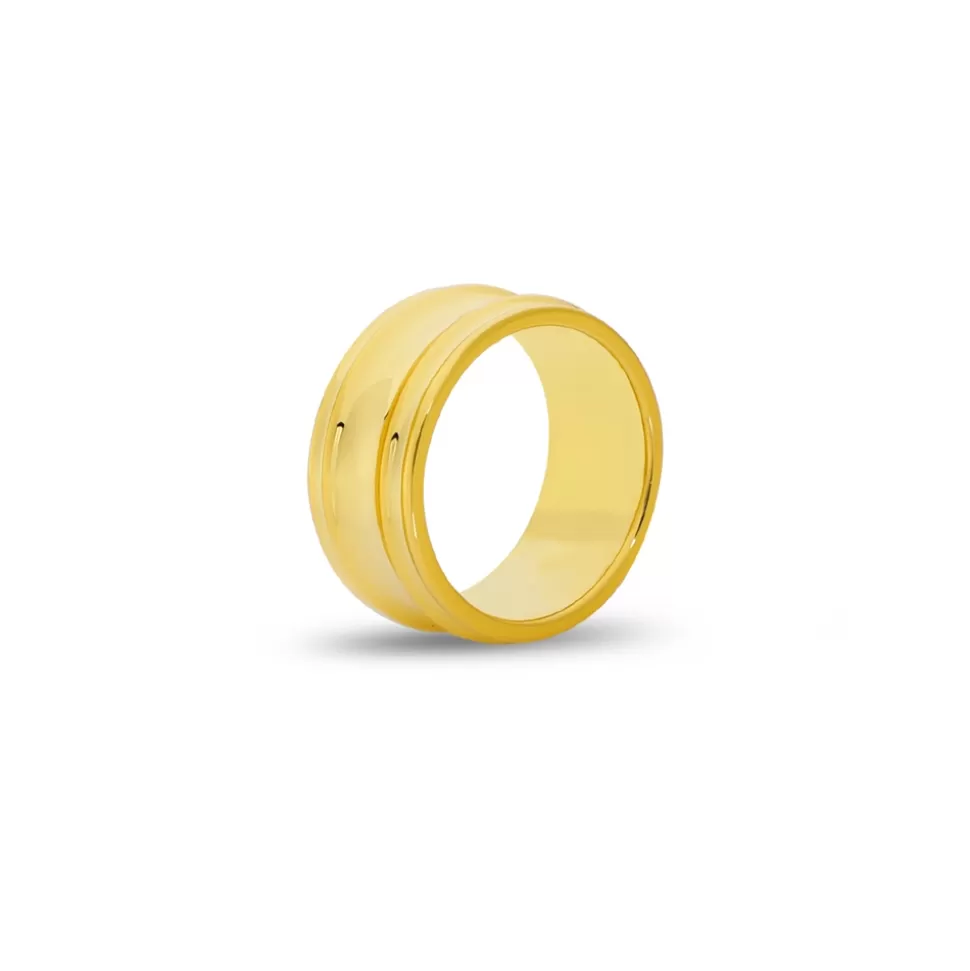 Women Folli Follie Rings^The Chain Addiction Gold Plated Wide Ring