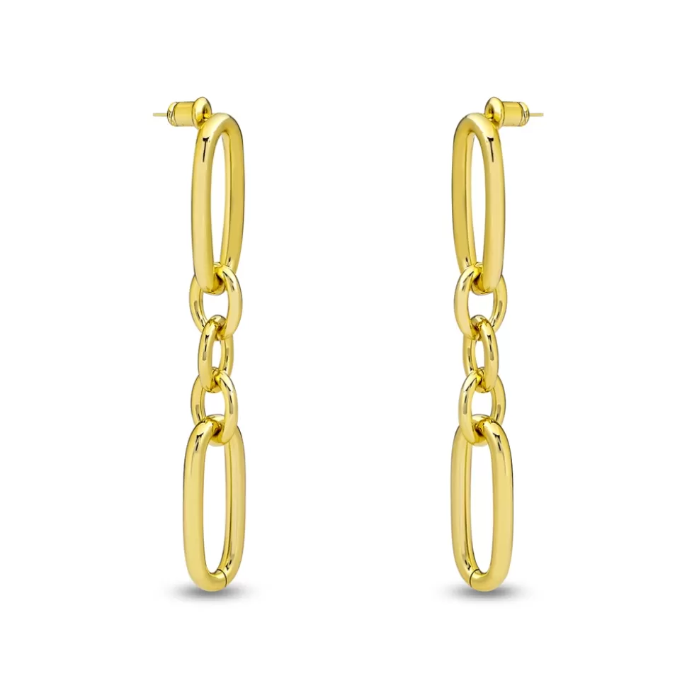 Women Folli Follie Earrings^The Chain Addiction Long Gold Plated Oval Chain Earrings