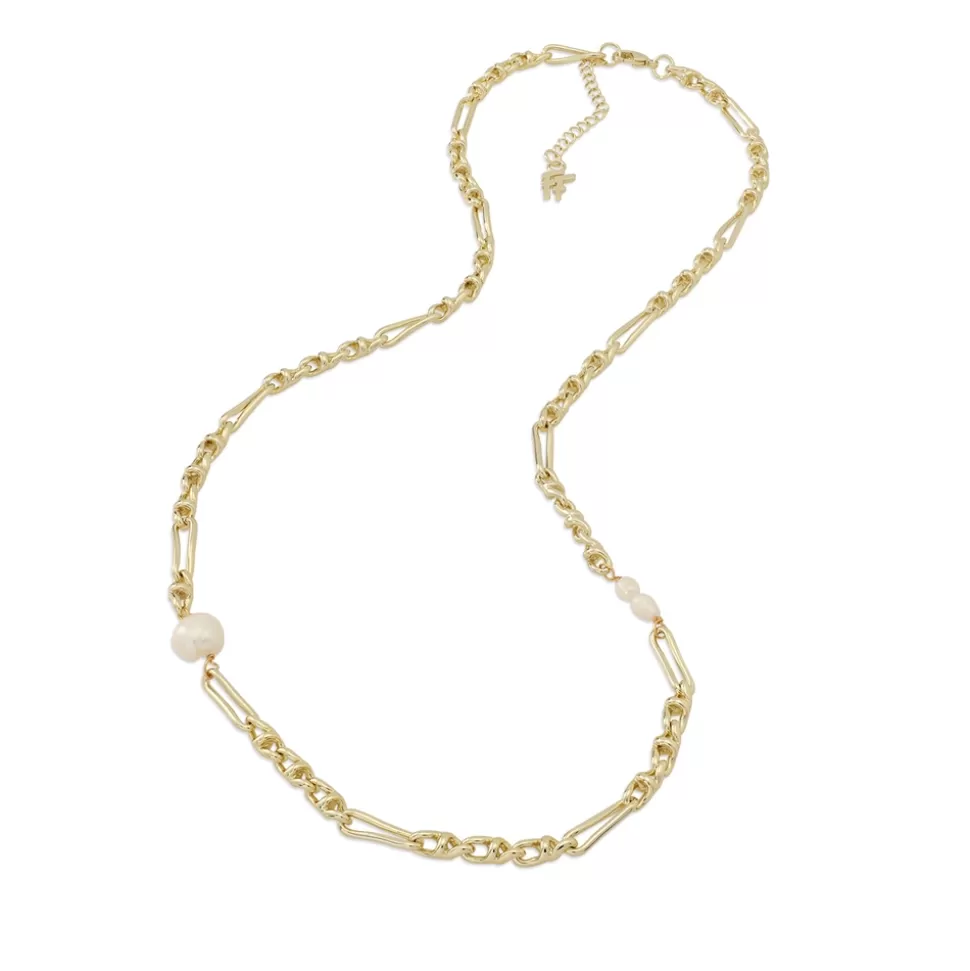 Women Folli Follie Necklaces^The Chain Addiction Short Chain Gold Plated Necklace With Two Pearls
